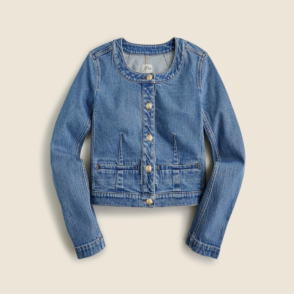 J.Crew 'Louisa' Blue Cotton Lady Jacket Size 10 - Picture 1 of 5